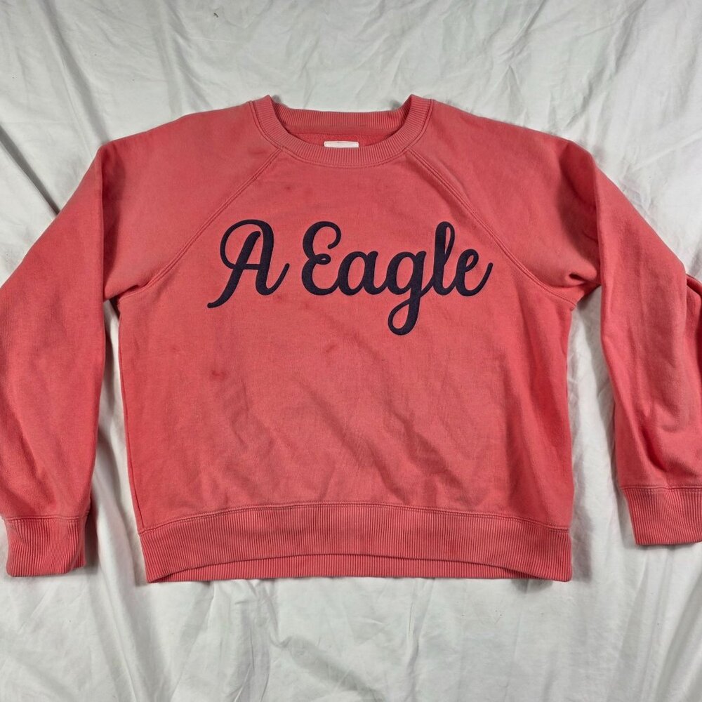 American Eagle A Eagle Womens Large Pink Logo Sweatshirt Crewneck Long Sleeve